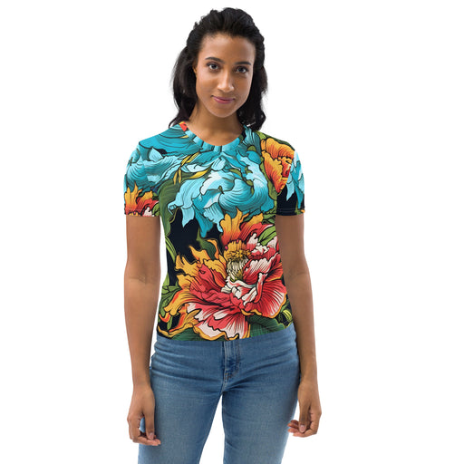 JessicaLynnOriginal Studios Summer 2024 Tattoo Flowers Bold Tropical Print Women's T-shirt