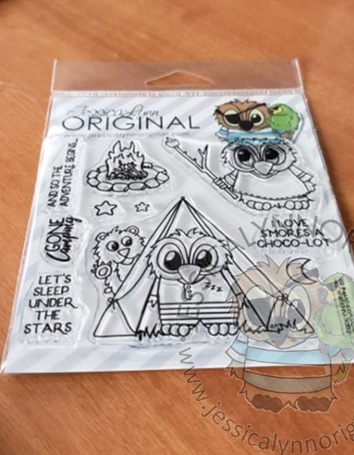 Brentwood Owl Let's go Camping Smores Banner 4x4 Photopolymer Stamp Set