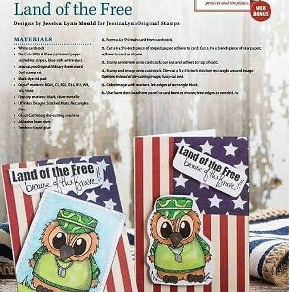 Brentwood Owl© Home of the Brave Military USA Clear Photopolymer Stamp Set 4x4 Clear Photopolymer Stamp Set