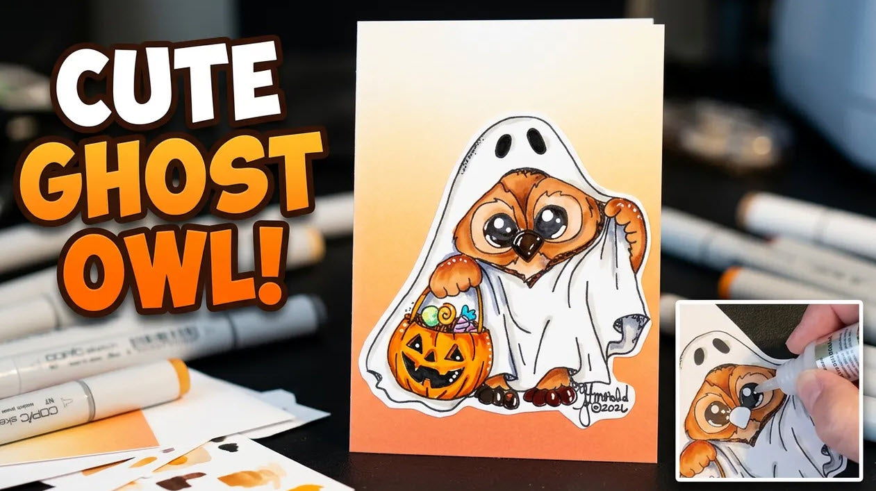 Spooky & Cute: DIY Ghost Owl Halloween Card Digital Stamp