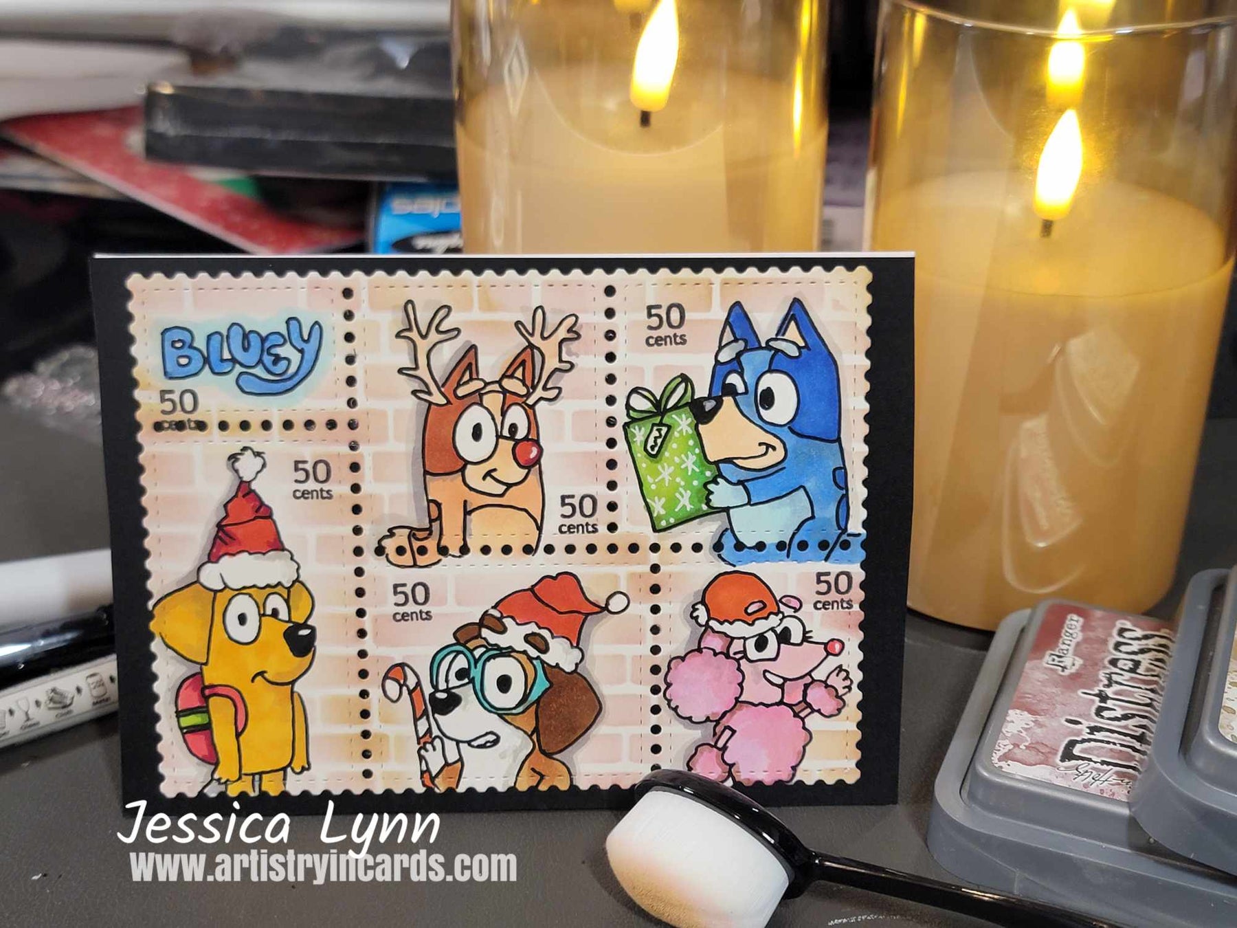 Watch Jessica Lynn Mould Create a HANDDRAWN Bluey Bingo Christmas Card LIVE!