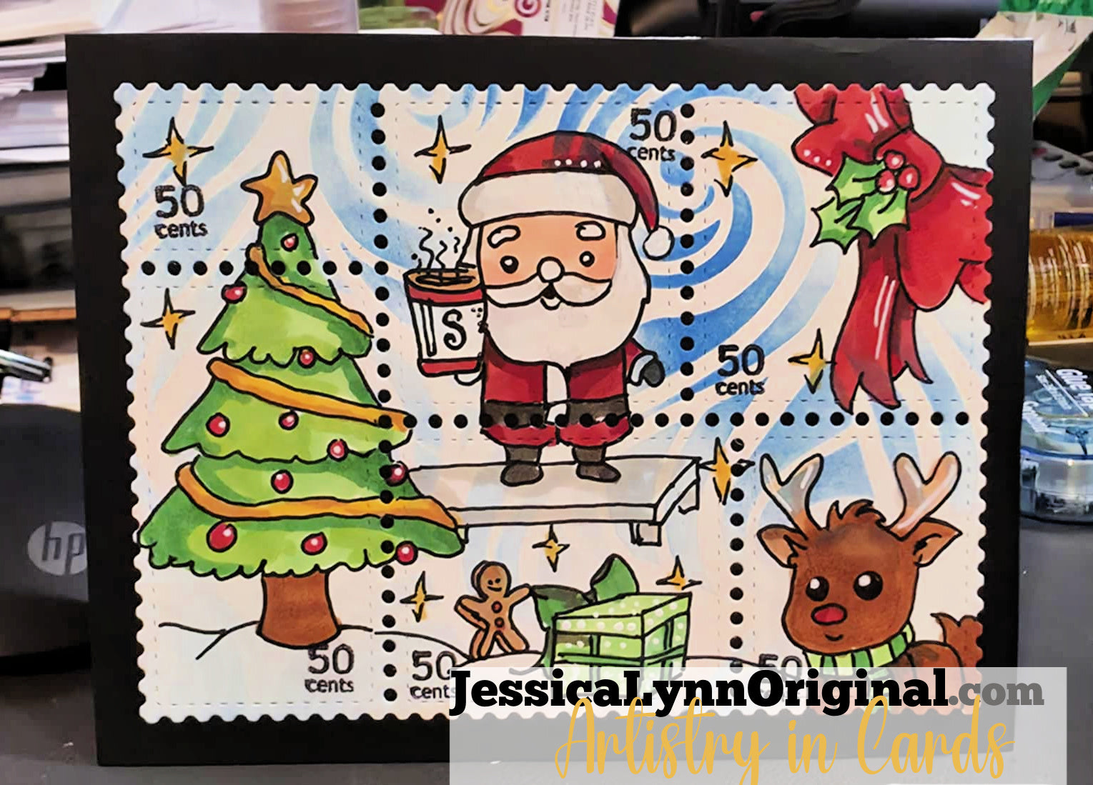 Waffle Stamp Die-Cut Christmas Card | Coffee Lovers Blog Hop
