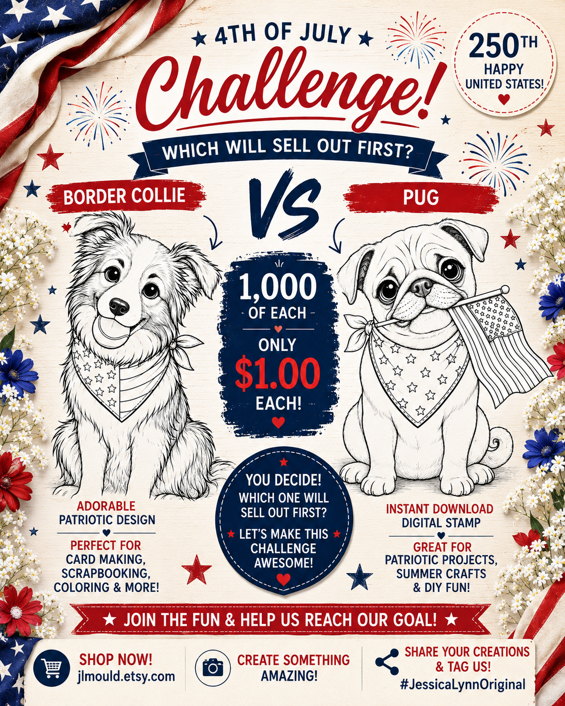 Can We Sell 1,000 Digital Stamps? Join the Patriotic Crafting Challenge!