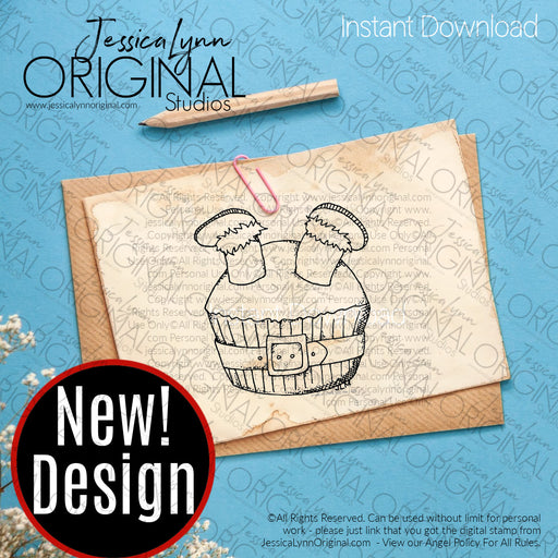 Instant Download - Christmas Santa Claus Cupcake JessicaLynnOriginal Digital Stamp