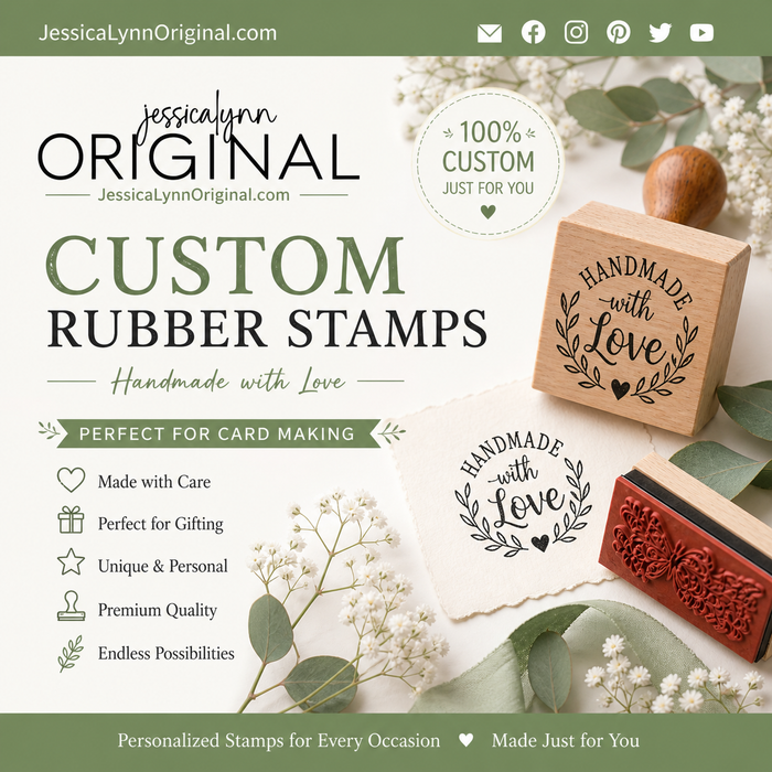 Custom Red Rubber Stamp with Handle – Use Your Logo, Upload Art, or Hand-Drawn Design