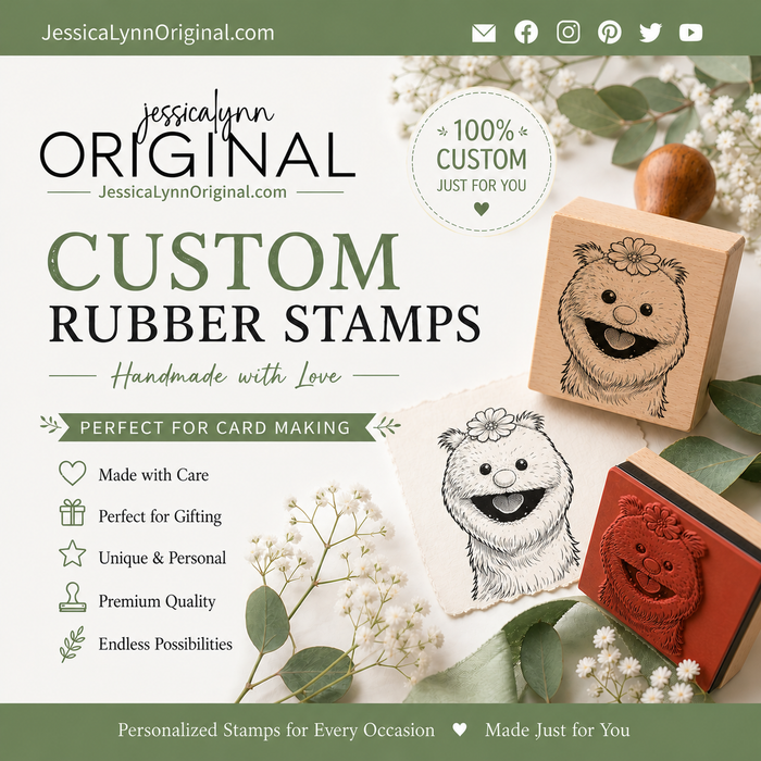 Custom Hand-Drawn Rubber Stamp – Your Portrait, Pet, or Design