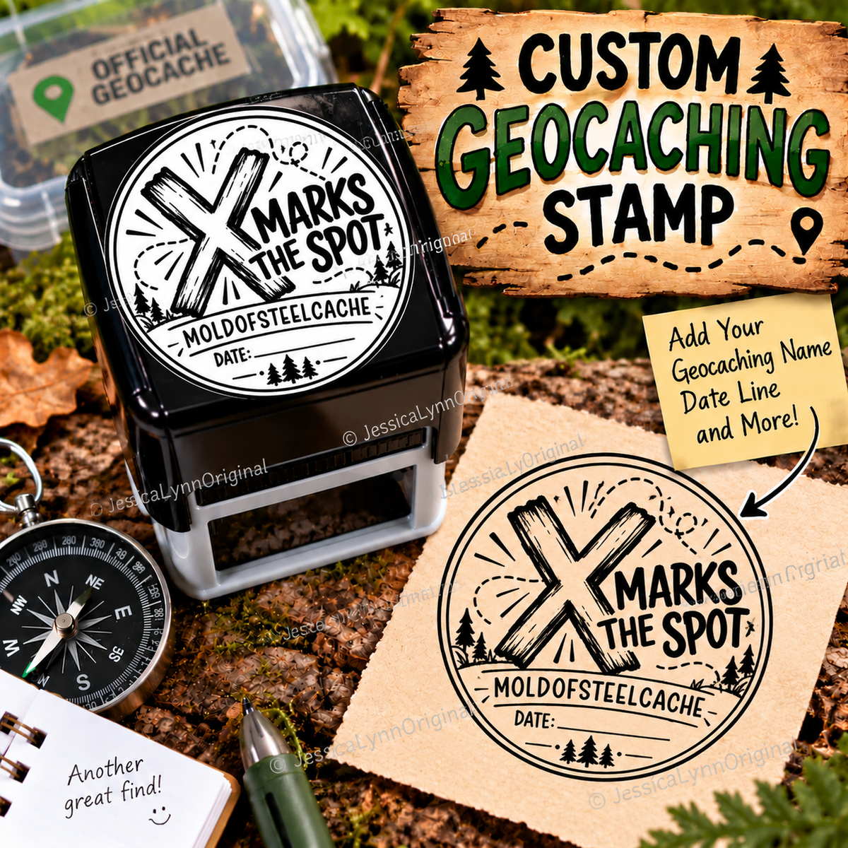X Marks the Spot Custom Geocaching Stamp | Personalized Geocacher Name ...