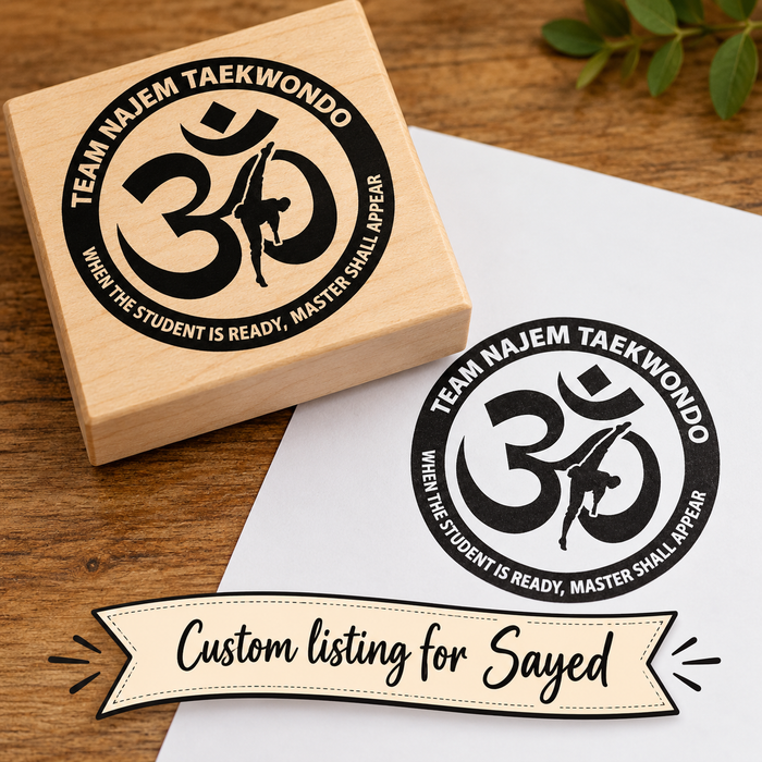 Custom Listing for Sayed Custom Rubber Stamp with Handle 2x2" – Personalized Logo, Text or Artwork – Red Rubber Wood Block Stamp Made in the USA