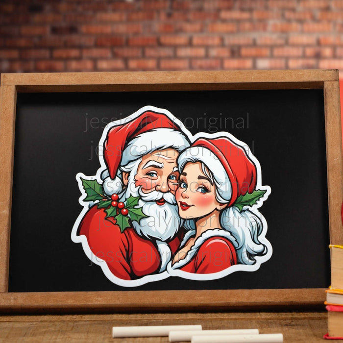 Santa and Mrs. Claus Christmas Bubble-free sticker