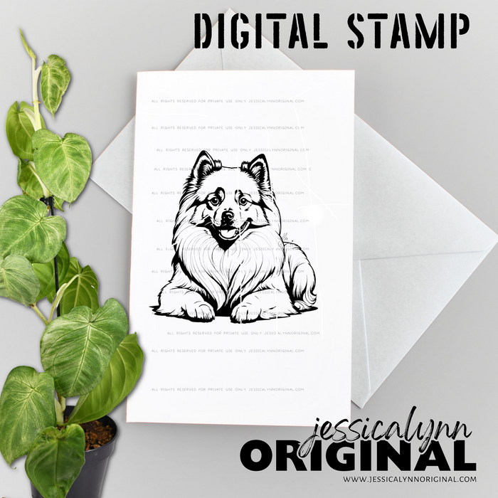 Instant Download - Keeshond Dog JessicaLynnOriginal Digital Stamp