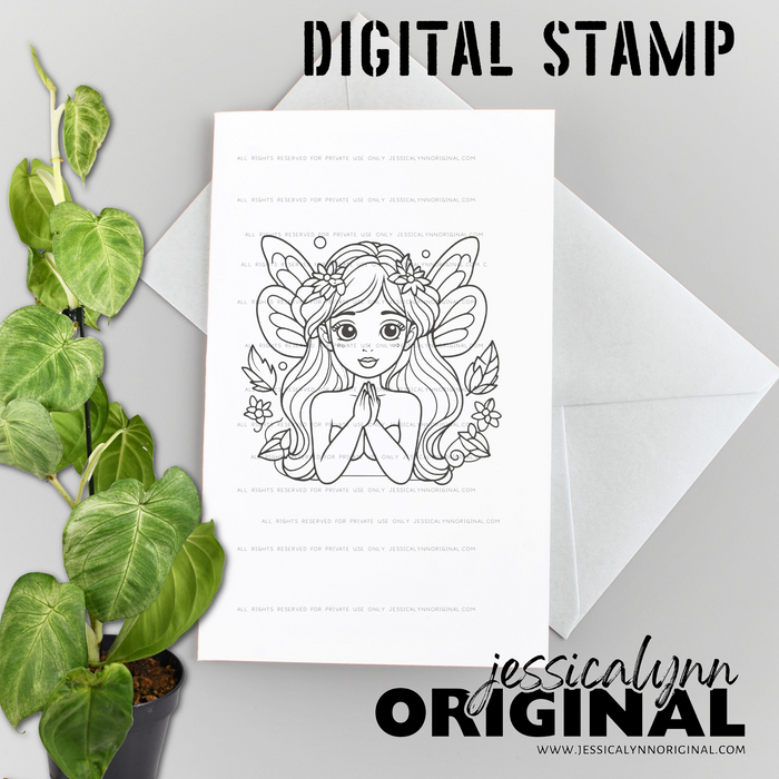 Instant Download - Spring Fairy Flowers JessicaLynnOriginal Digital Stamp