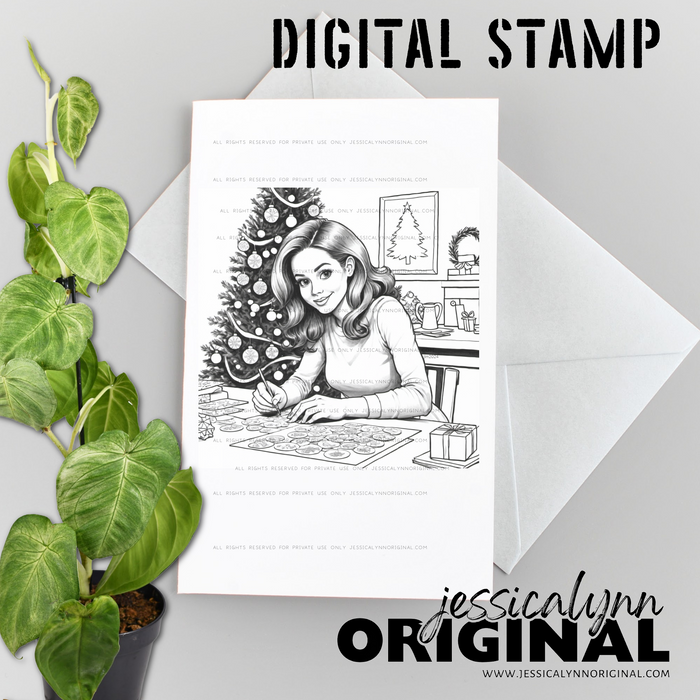 Instant Download - Cardmaking Lady Merry Christmas Digital JessicaLynnOriginal Digital Stamp