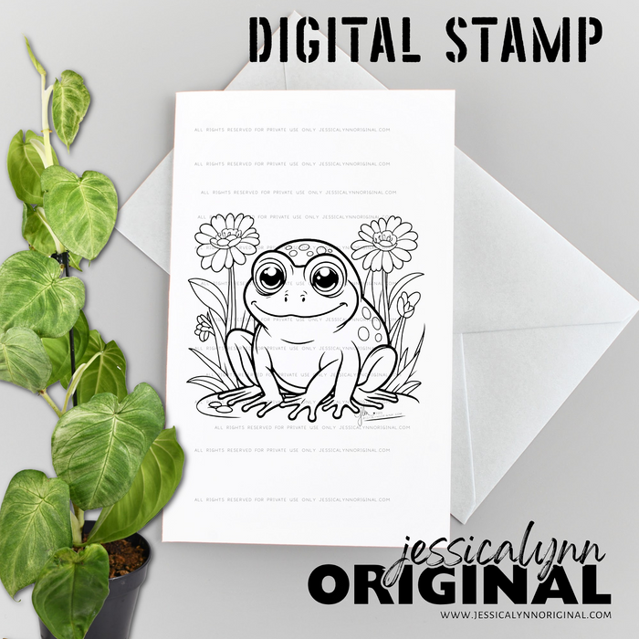 Instant Download - Happy Easter Spring Frog Banner JessicaLynnOriginal Digital Stamp