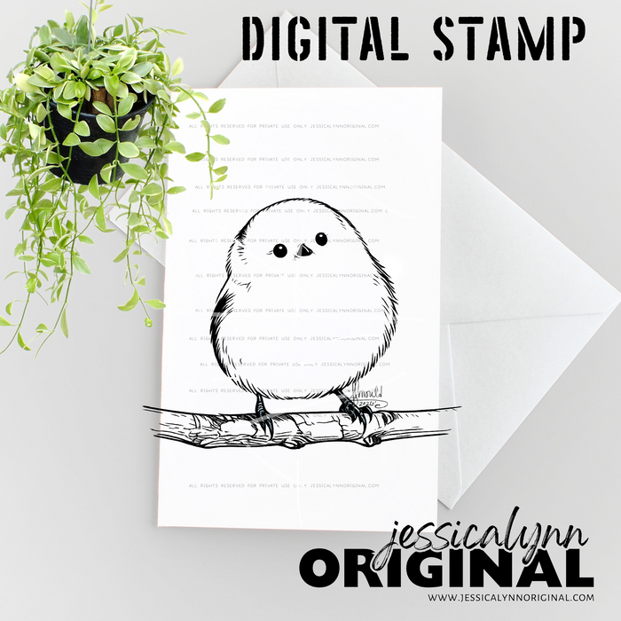 Instant Download - Japanese snow fairy Owl Bird JessicaLynnOriginal Digital Stamp