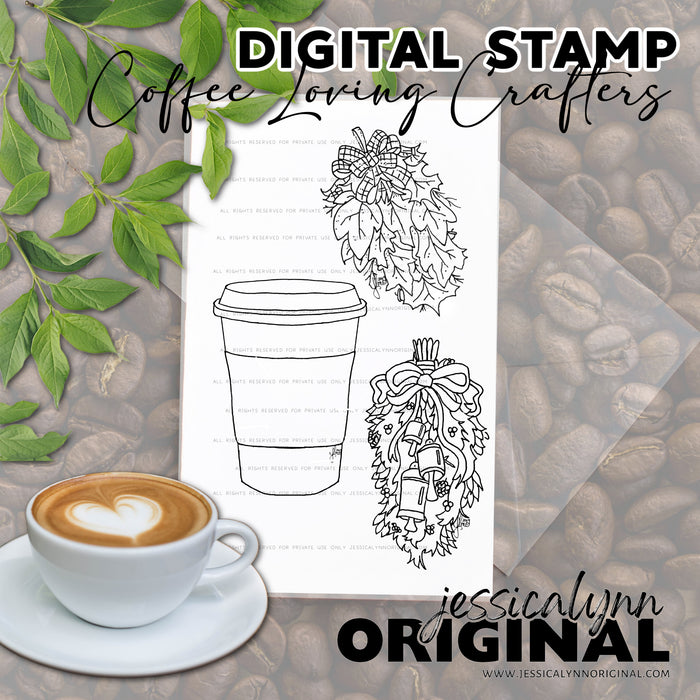 ☕ Coffee Lovers Digital Stamp Set | Instant Download 3-Image Fall & Winter Cup Collection
