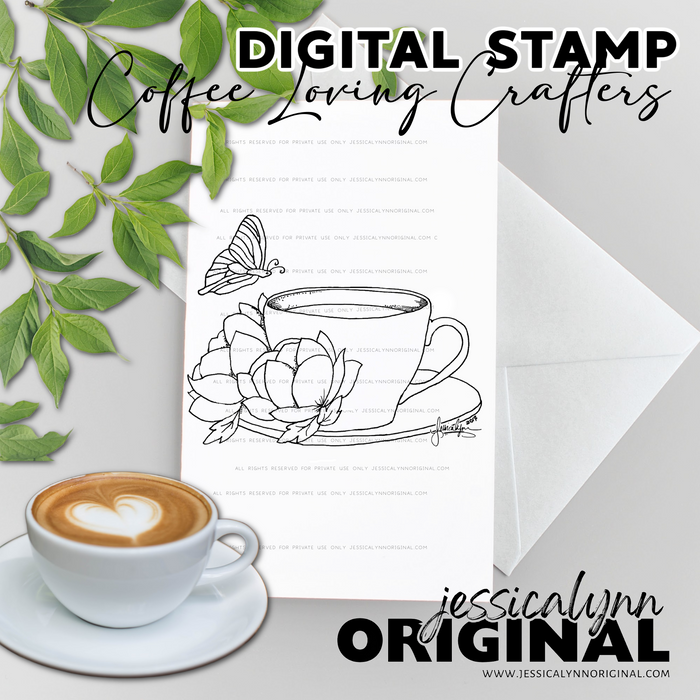 Butterfly Charm High Tea Digital Stamp Hand-Drawn Tea Party Art
