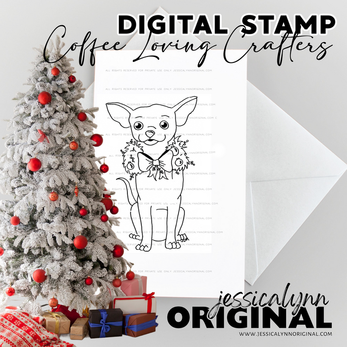 Instant Download - Chihuahua Christmas Holiday Card JessicaLynnOriginal Digital Stamp
