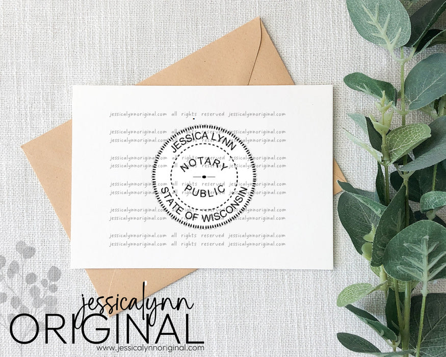 Wisconsin Notary Self Inking Stamp (Round) Custom Personalized