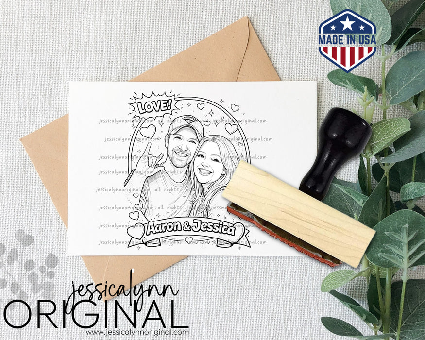 Custom Red Rubber Stamp with Handle – Use Your Logo, Upload Art, or Hand-Drawn Design