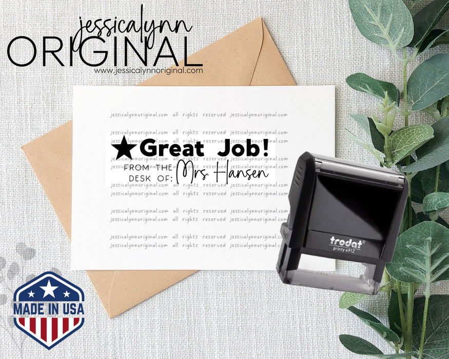 Customizable Teacher Self Inking Stamp - Great Job! Reward and Encourage Students