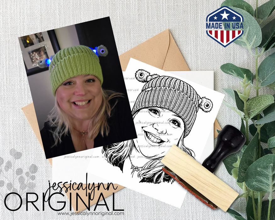 Custom Hand-Drawn Rubber Stamp – Jessica Draws Your Portrait, Pet, or Design