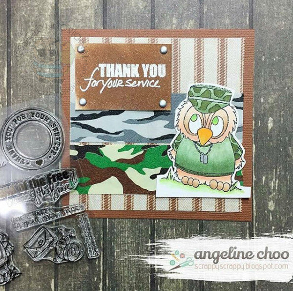 Brentwood Owl© Home of the Brave Military USA Clear Photopolymer Stamp Set 4x4 Clear Photopolymer Stamp Set