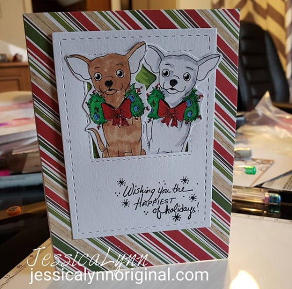 Instant Download - Chihuahua Christmas Holiday Card JessicaLynnOriginal Digital Stamp