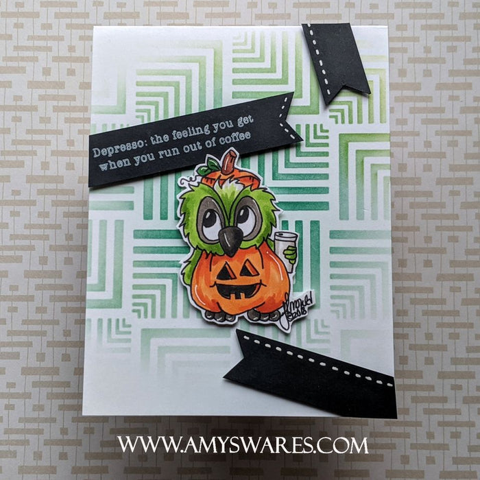 Instant Download - Brentwood Owl© Happy Halloween Pumpkin Coffee Digital Stamp