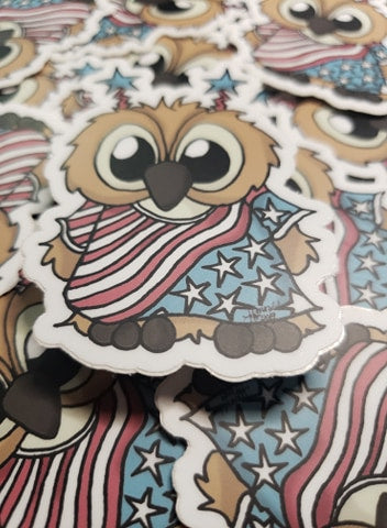 4th of July Brentwood Owl Limited Edition Laminated Matte Finish Vinyl Sticker