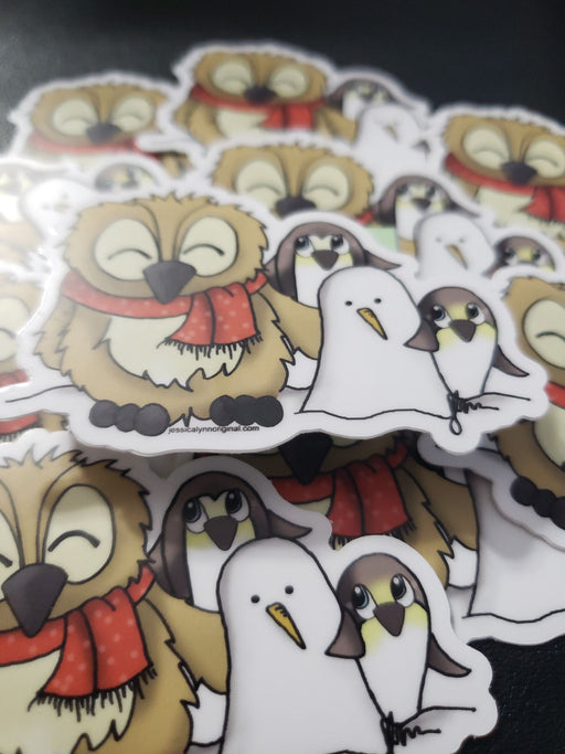 Brentwood Owl Penguins in the Snow 2020 Limited Edition Laminated Matte Finish Vinyl Sticker