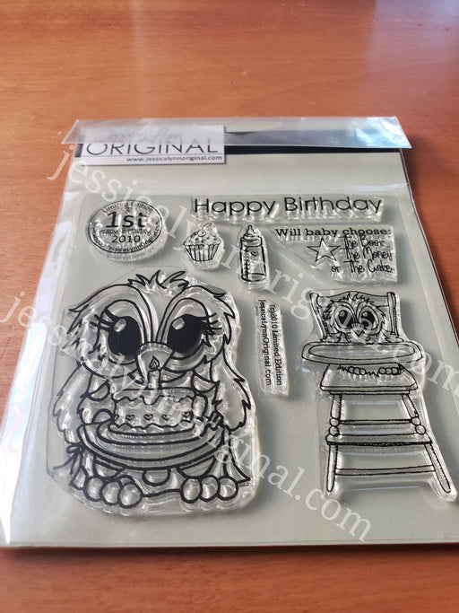 Brentwood Owl© 1st Baby Birthday limited edition set Clear Photopolymer Stamp