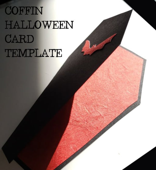Instant Download - Template Invitation Coffin Vampire Happy Halloween Handmade Card