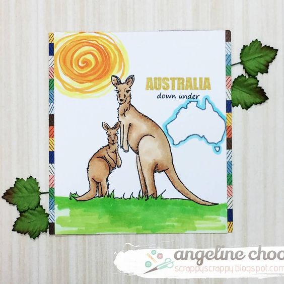 Down Under Critter Trio: Kangaroo, Koala, and Kiwi Australia  - 4x6 Photopolymer Stamp Set