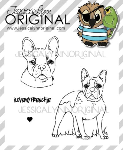 Frenchie Bulldog French Bulldog Dog Springtime Fun 4x4 Photopolymer Stamp Set