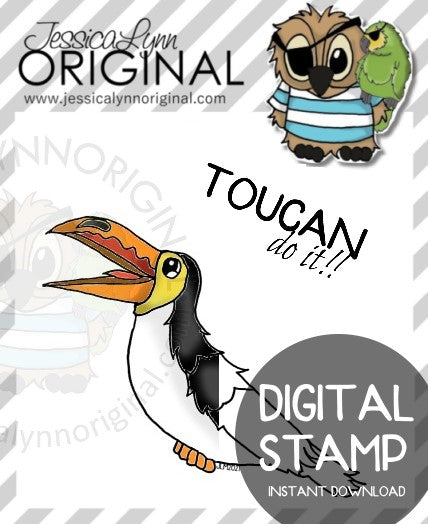 Instant Download - Tiki Toucan Bird Encouragement JessicaLynnOriginal Digital Stamp