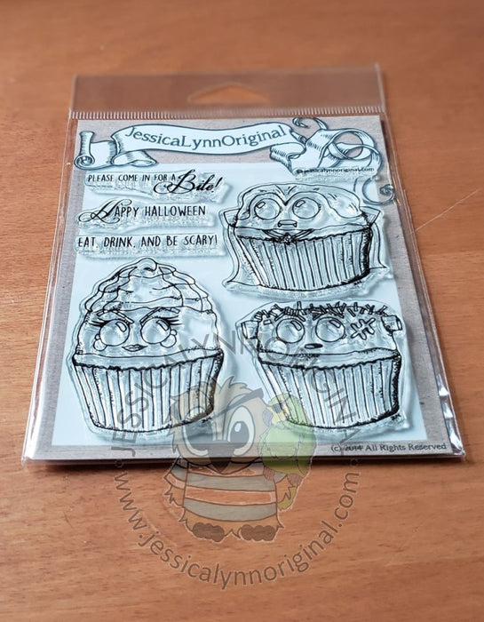Happy Halloween Come in for a Bite Cupcake Clear 4x4 Photopolymer Stamp Set