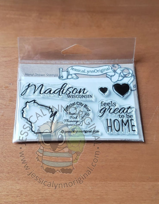 Madison Wisconsin State | feels great to be home | 2x4 Clear Photopolymer Stamp Set