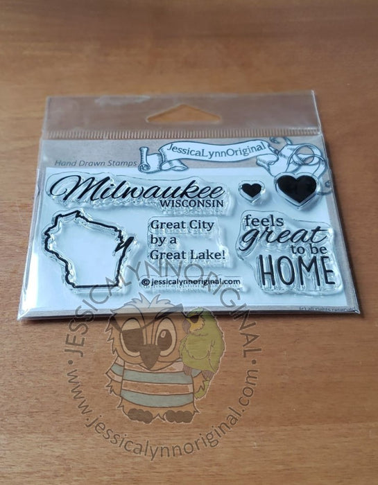 Milwaukee Wisconsin State | feels great to be home | 2x4 Clear Photopolymer Stamp Set