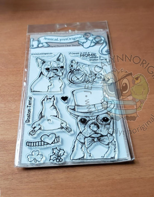 Boston Terrier American Gentleman Toy Dog 4x6 Photopolymer Stamp Set