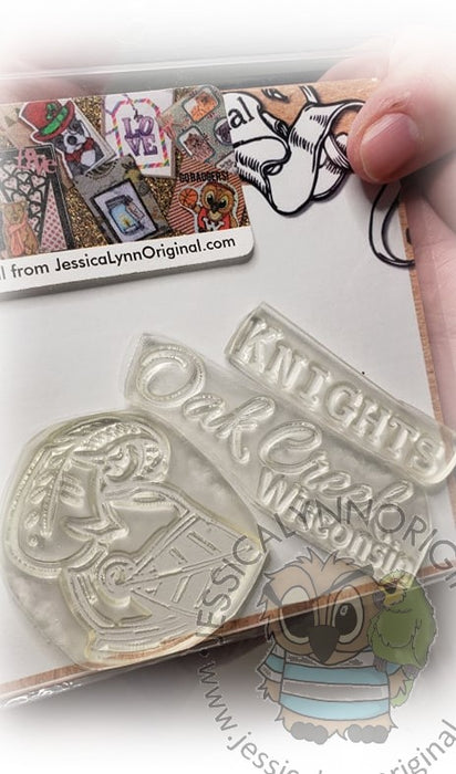 Clearance:  Wisconsin Oak Creek Knights Clear Photopolymer Stamp Set