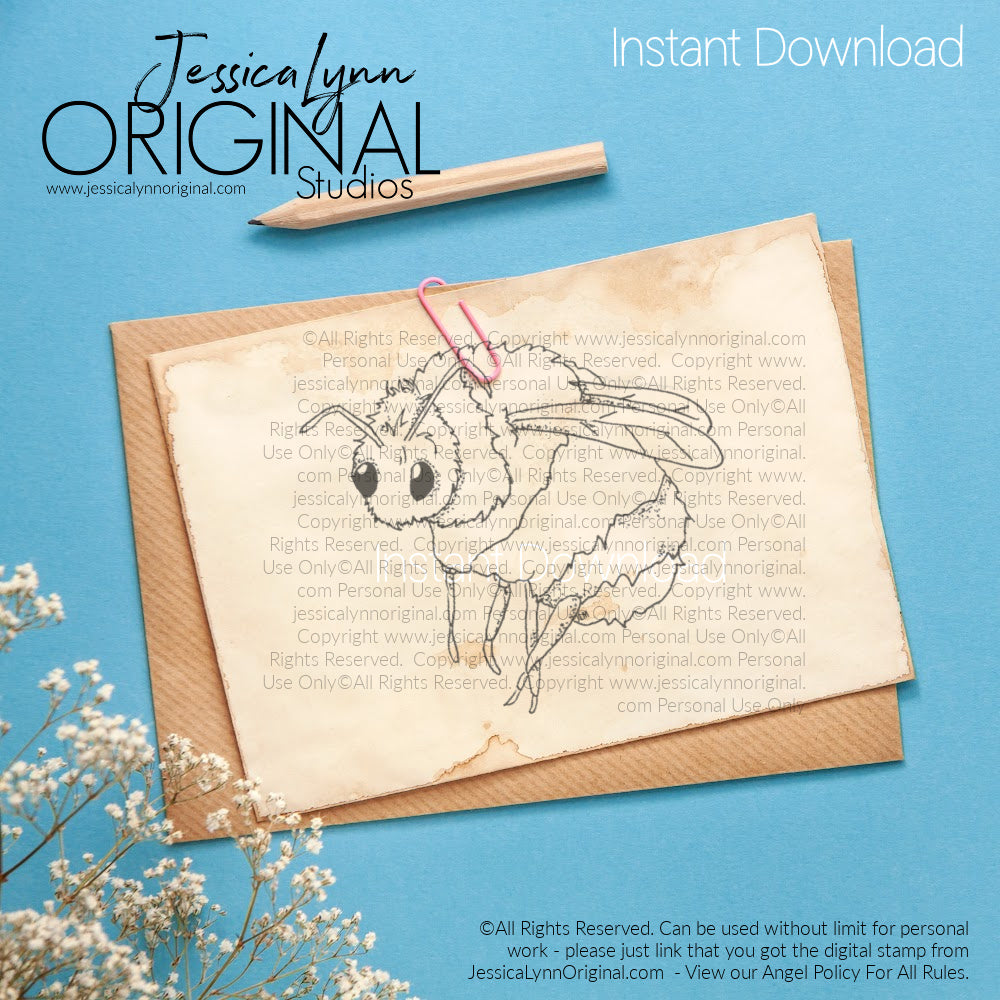 Instant Download - Bumble Bee Spring Flower JessicaLynnOriginal Digital Stamp