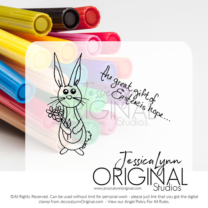 Instant Download - Happy Easter Bunny Rabbit Spring JessicaLynnOriginal Digital Stamp