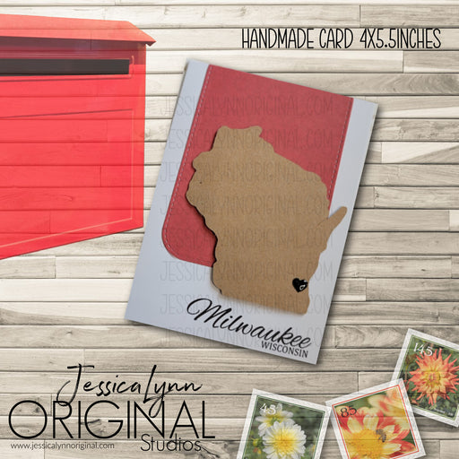 Handmade Card | Milwaukee Wisconsin Heart State Card