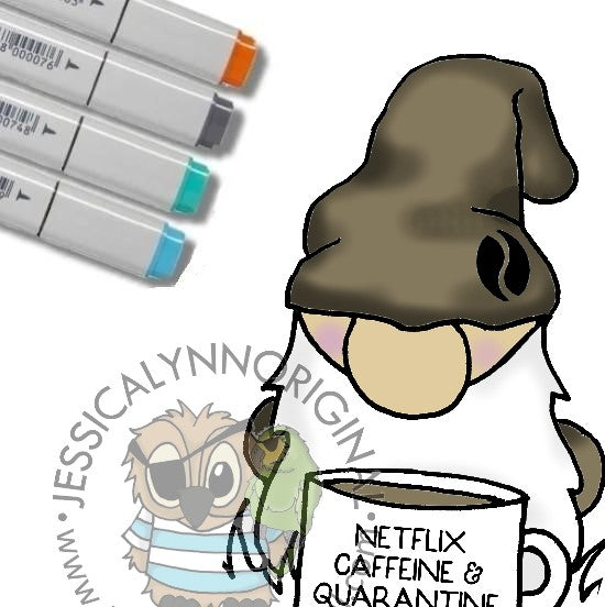 Instant Download - Digital Stamp Coffee Gnome Coffee Loving Netflix Caffeine Quarantine