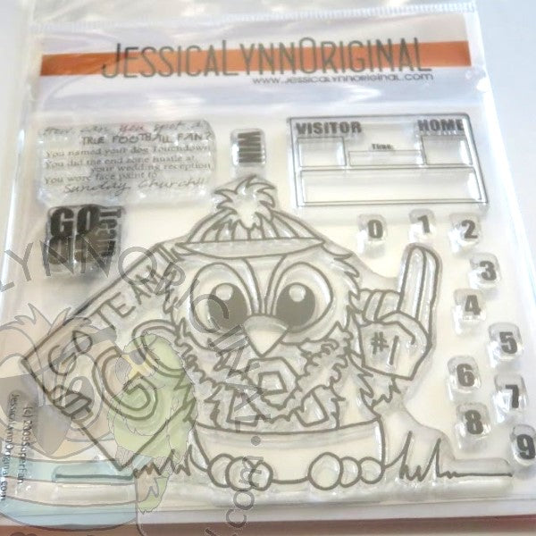 Clearance: Brentwood Owl© Sports Fan Go Team Football Basketball Banner 4x4 Clear Photopolymer Stamp Set
