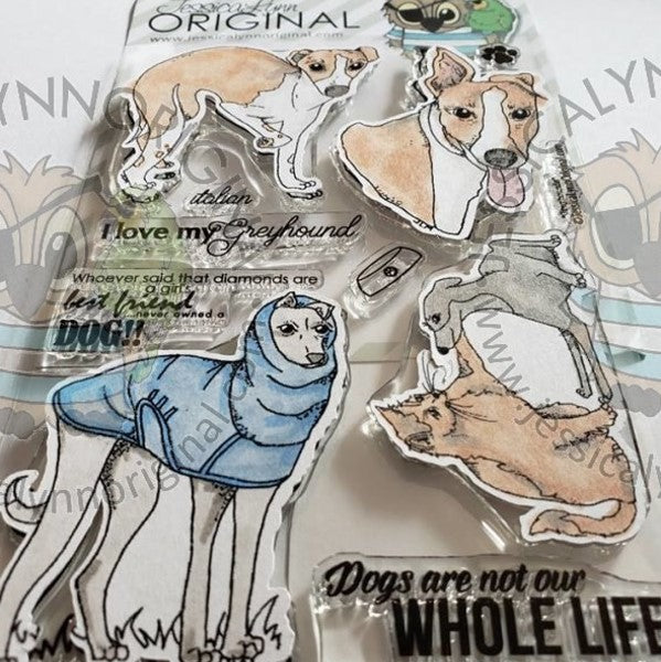 Italian Greyhound AKC Dog  4x6 Clear Photopolymer Stamp Set