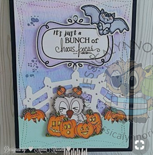Brentwood Owl Hocus Pocus Happy Halloween Pumpkins 4x4 Clear Photopolymer Stamp Set