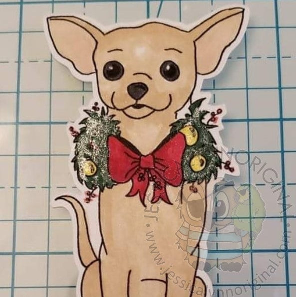 Instant Download - Chihuahua Christmas Holiday Card JessicaLynnOriginal Digital Stamp